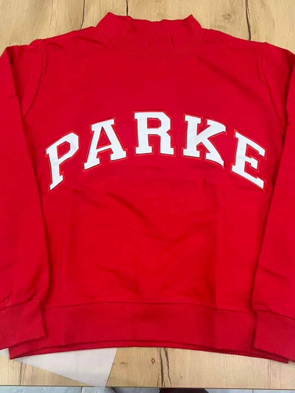 PARKE Red Mock Neck Varsity Sweatshirt